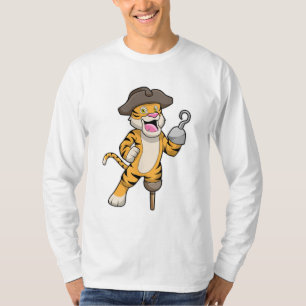 Tiger as Pirate with Wooden leg & Hooked hand T-Shirt