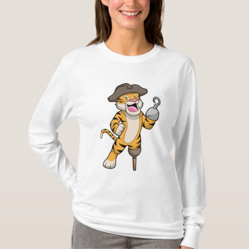 Tiger as Pirate with Wooden leg  Hooked hand T_Shirt