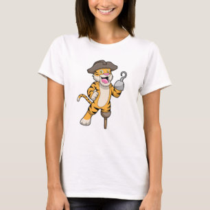 Tiger as Pirate with Wooden leg & Hooked hand T-Shirt