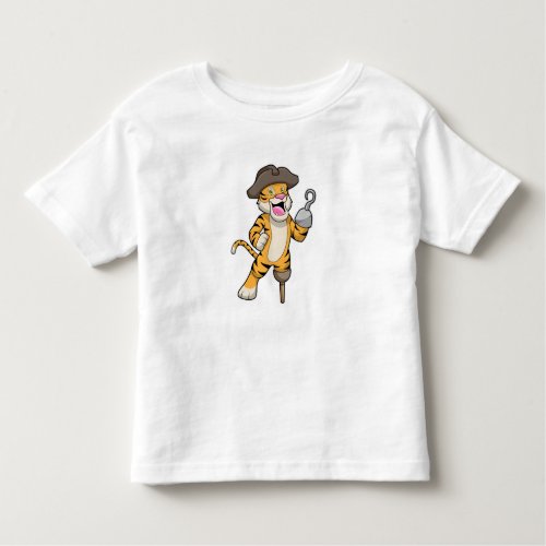 Tiger as Pirate with Wooden leg  Hooked hand Toddler T_shirt