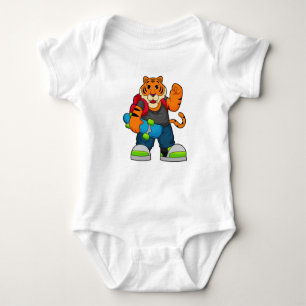 Tiger as Skater with Skateboard Baby Bodysuit
