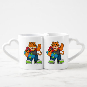 Tiger as Skater with Skateboard Coffee Mug Set