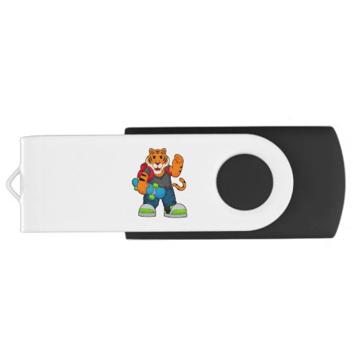Tiger as Skater with Skateboard Flash Drive