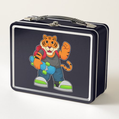 Tiger as Skater with Skateboard Metal Lunch Box