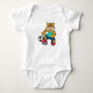 Tiger as Soccer player with Soccer ball Baby Bodysuit