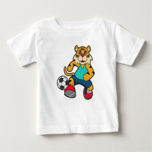 Tiger as Soccer player with Soccer ball Baby T_Shirt