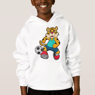 Tiger as Soccer player with Soccer ball Hoodie