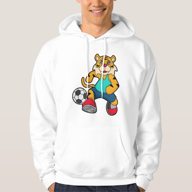 Tiger as Soccer player with Soccer ball Hoodie (Front)