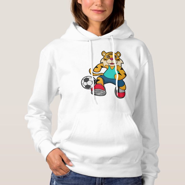Tiger as Soccer player with Soccer ball Hoodie (Front)