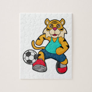 Tiger as Soccer player with Soccer ball Jigsaw Puzzle