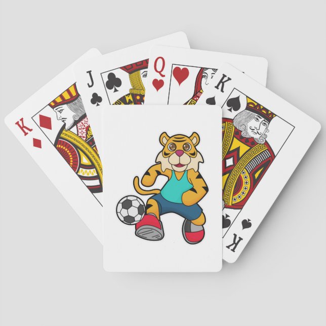 Tiger as Soccer player with Soccer ball Poker Cards (Back)