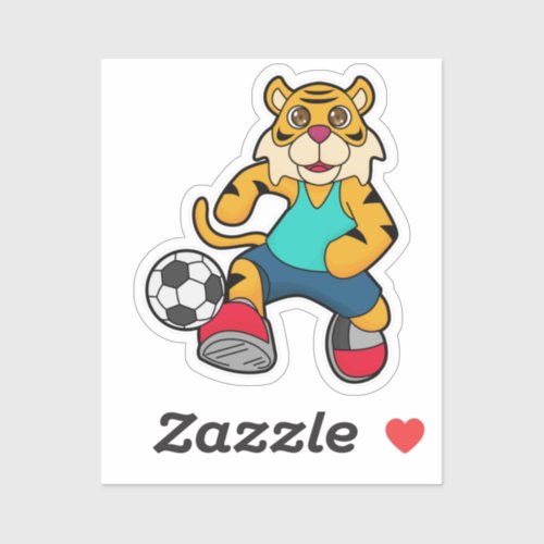 Tiger as Soccer player with Soccer ball Sticker