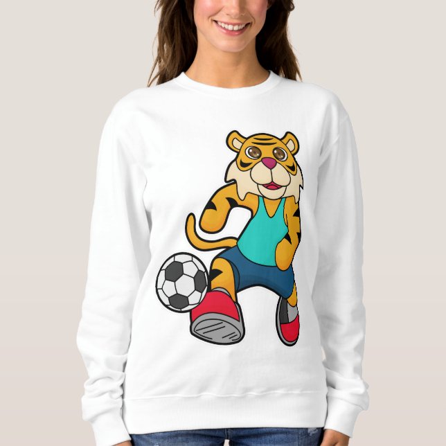 Tiger as Soccer player with Soccer ball Sweatshirt (Front)