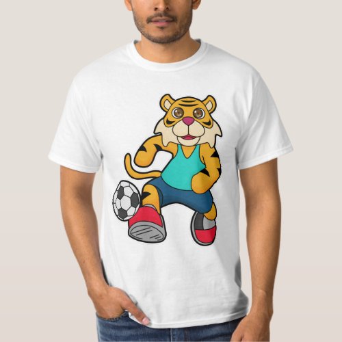 Tiger as Soccer player with Soccer ball T_Shirt