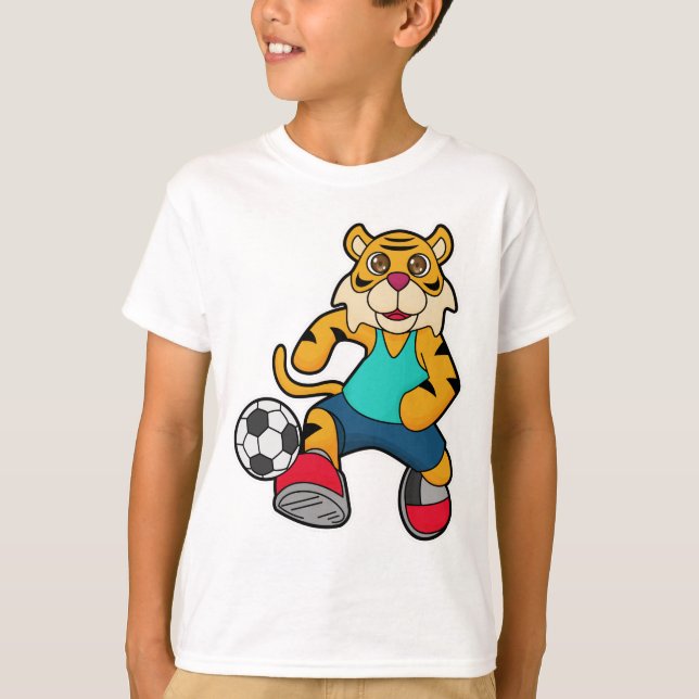 Tiger as Soccer player with Soccer ball T-Shirt (Front)