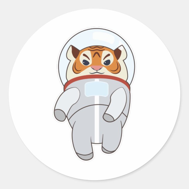 Tiger as Spaceman Costume Classic Round Sticker (Front)