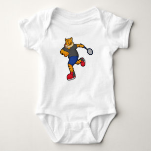 Tiger as Tennis player with Tennis racket Baby Bodysuit