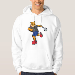 Tiger as Tennis player with Tennis racket Hoodie