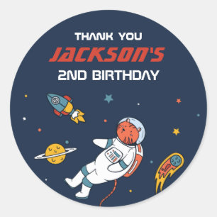 Tiger Astronaut Outer Space Kids Birthday Party Classic Round Sticker