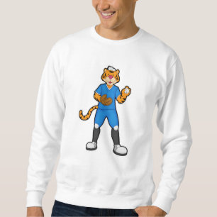 Tiger at Baseball with Baseball glove & Cap Sweatshirt