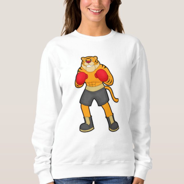 Tiger at Boxing with Boxing gloves Sweatshirt (Front)