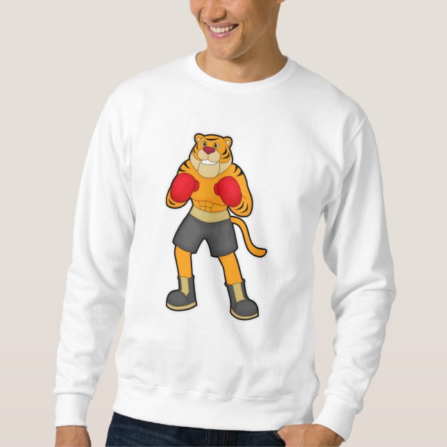 Tiger at Boxing with Boxing gloves Sweatshirt (Front)