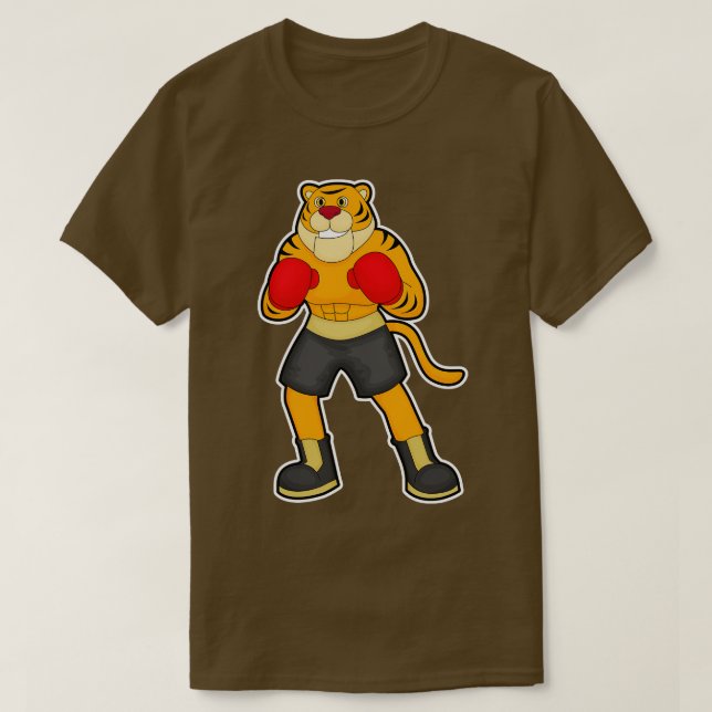 Tiger at Boxing with Boxing gloves T-Shirt (Design Front)
