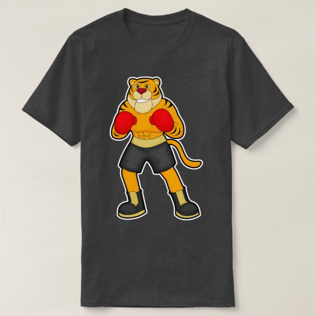 Tiger at Boxing with Boxing gloves T-Shirt (Design Front)