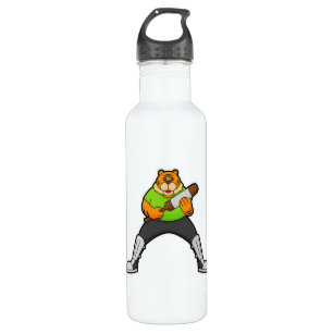 Tiger at Cricket with Cricket bat Stainless Steel Water Bottle
