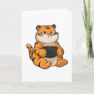 Tiger at Eating with Bowl Card