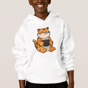 Tiger at Eating with Bowl Hoodie