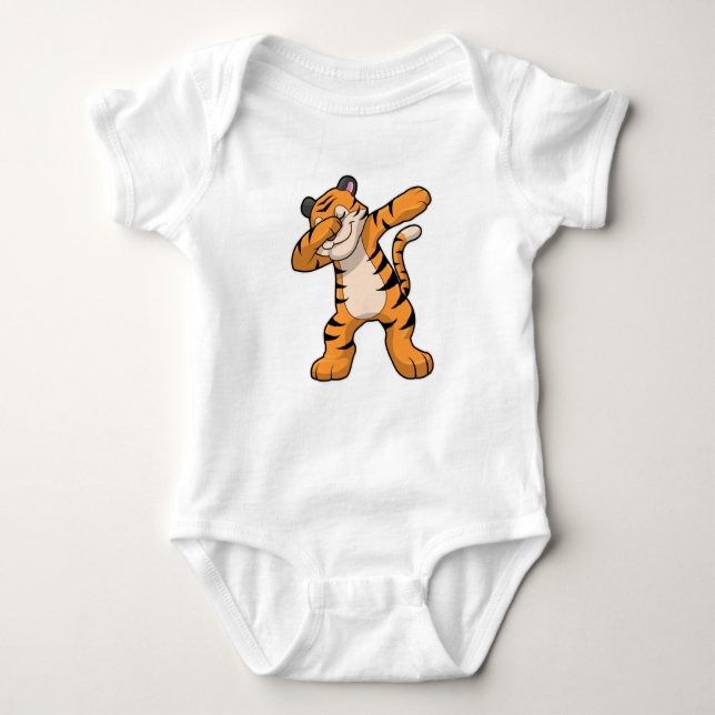 Tiger at Hip Hop Dance Dab Baby Bodysuit (Front)