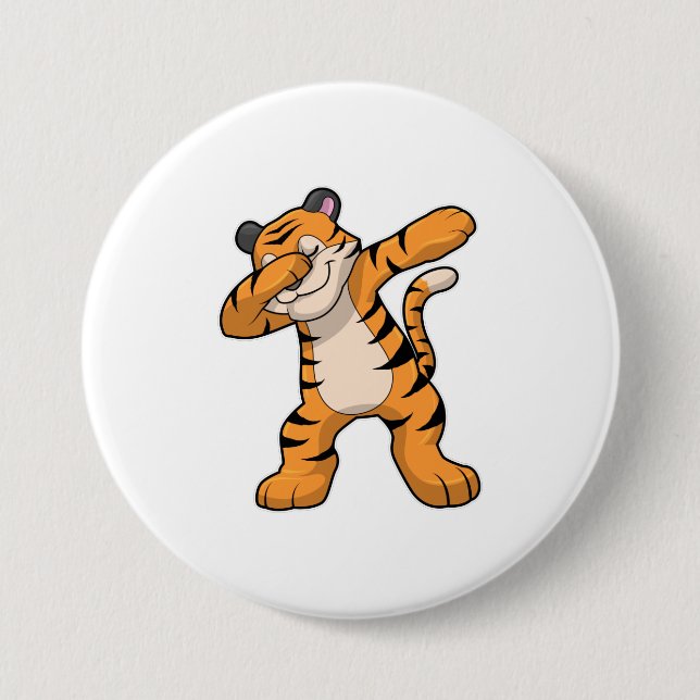 Tiger at Hip Hop Dance Dab Button (Front)