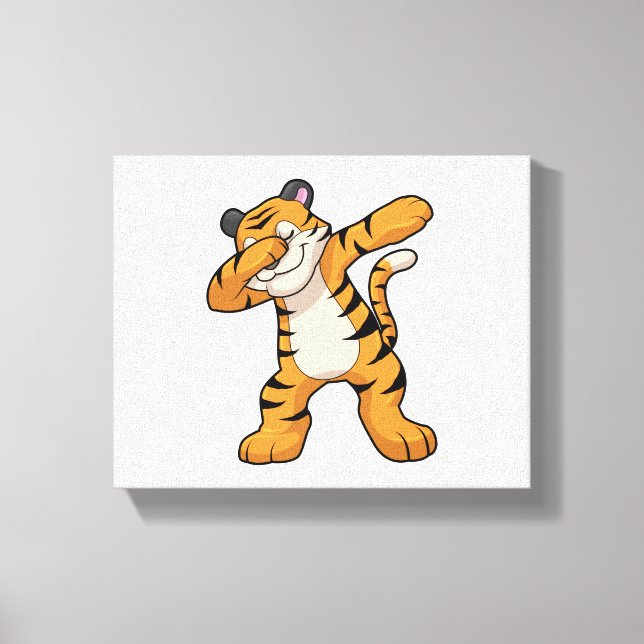 Tiger at Hip Hop Dance Dab Canvas Print (Front)