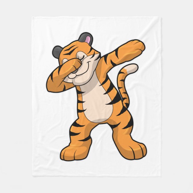 Tiger at Hip Hop Dance Dab Fleece Blanket (Front)