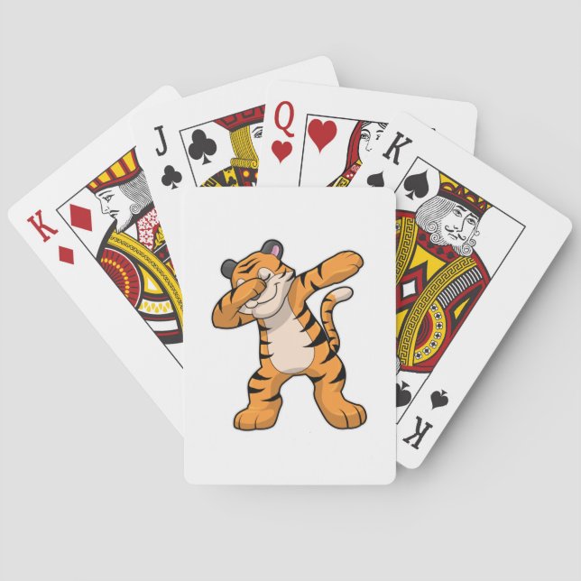 Tiger at Hip Hop Dance Dab Poker Cards (Back)