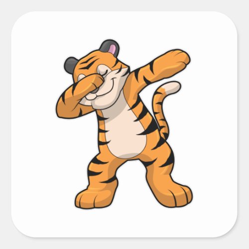 Tiger at Hip Hop Dance Dab Square Sticker