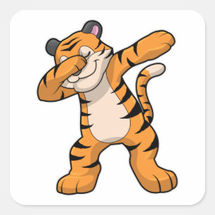 Tiger at Hip Hop Dance Dab Square Sticker