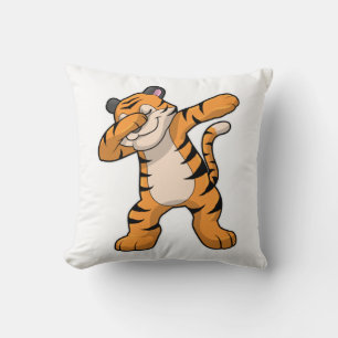 Tiger at Hip Hop Dance Dab Throw Pillow