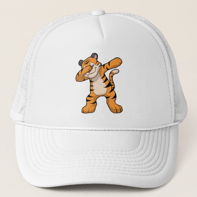 Tiger at Hip Hop Dance Dab Trucker Hat (Front)