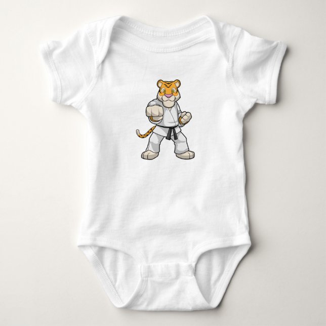 Tiger at Martial arts Karate Baby Bodysuit (Front)