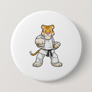 Tiger at Martial arts Karate Button