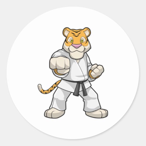 Tiger at Martial arts Karate Classic Round Sticker