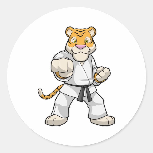 Tiger at Martial arts Karate Classic Round Sticker (Front)