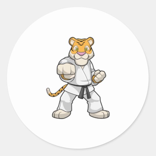 Tiger at Martial arts Karate Classic Round Sticker