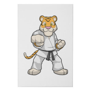 Tiger at Martial arts Karate Faux Canvas Print