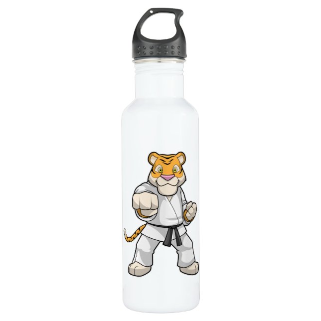 Tiger at Martial arts Karate Stainless Steel Water Bottle (Front)