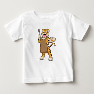 Tiger at Painting with Paint & Brush Baby T-Shirt