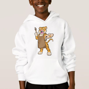 Tiger at Painting with Paint & Brush Hoodie