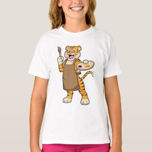 Tiger at Painting with Paint & Brush T-Shirt